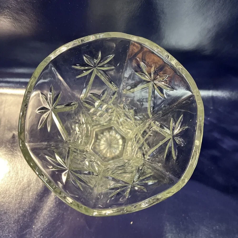 VTG Hoosier Glass Vase Clear 6 Panel #4040 Floral 8”‎ High - T6